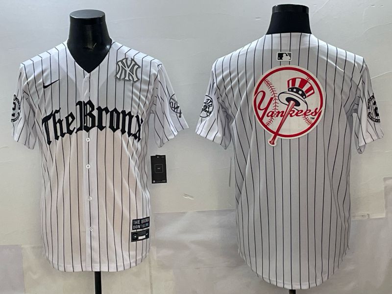 Men 2025 New York Yankees Blank White Stripe Five generations Joint Name Nike MLB Jersey style 023->new york yankees->MLB Jersey